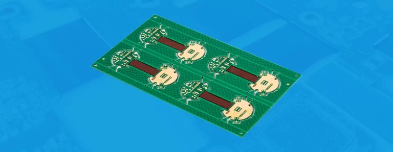 Rigid-flex PCB showing flexible circuit section connected to rigid board layers