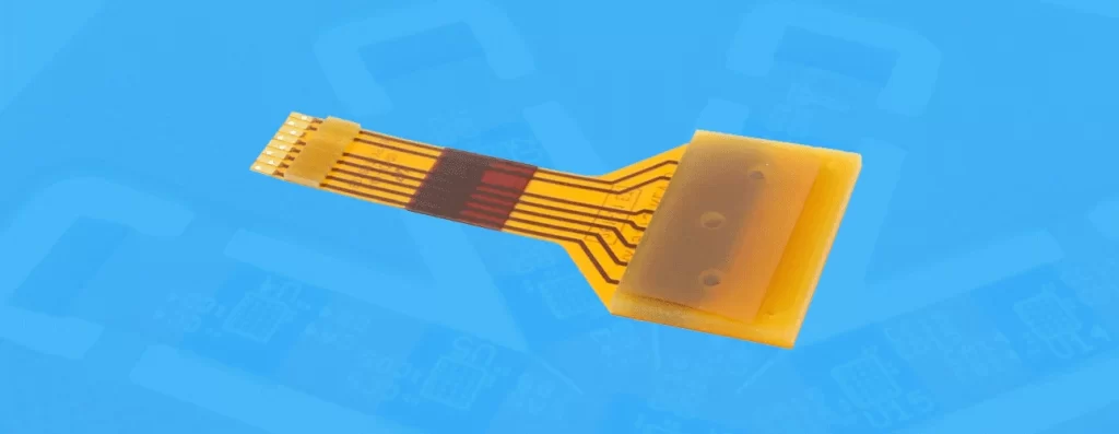 Flexible circuit board with polyimide stiffener for added support and rigidity