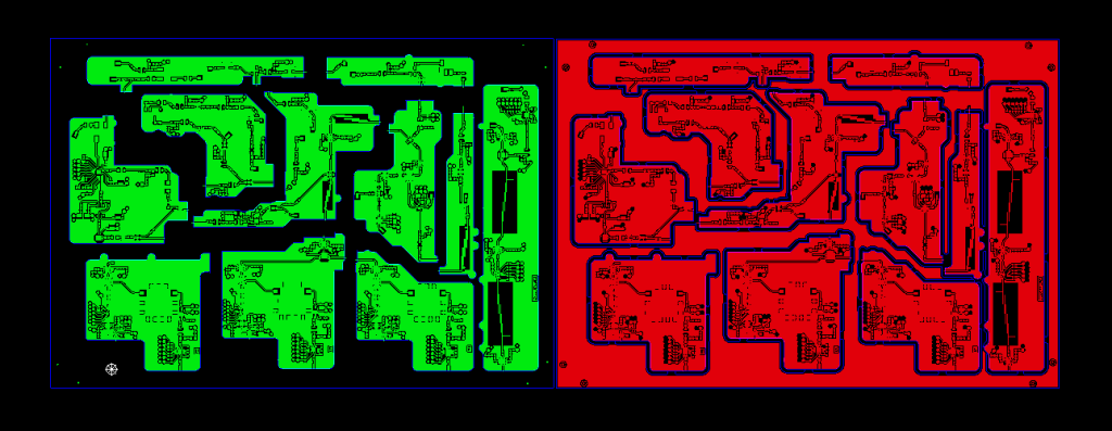 PCB design showing copper pouring in empty areas for improved signal integrity and heat dissipation