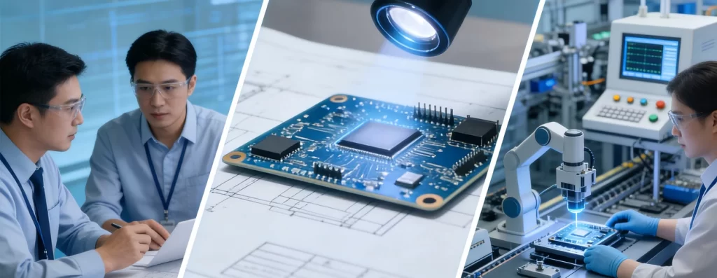 Smooth NPI workflow in PCB design & manufacturing: Prototype to mass production process diagram showing best practices for industrial PCBs