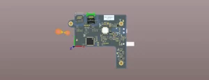 Color-coded PCB layout diagram showing proper component placement: analog section left, digital section right, power supply bottom, and connectors at board edge – a key PCB layout guideline.