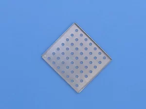 Custom EMI shielding cover placed over RF module on PCB during SMT assembly, part of electronics manufacturing services