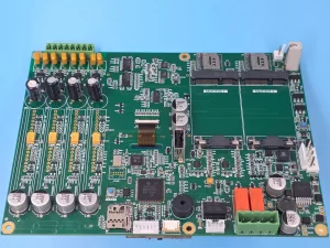High magnification microscope inspection of no-voids soldering on PCB assembly