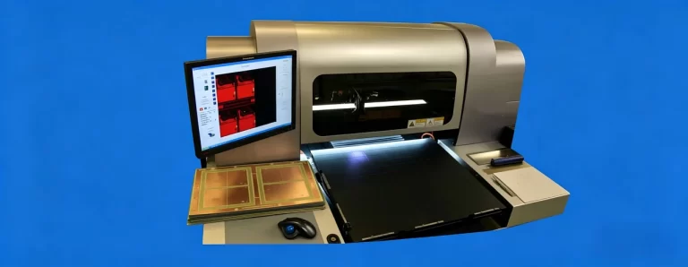 AOI machine scanning PCB for automated optical inspection in electronics manufacturing