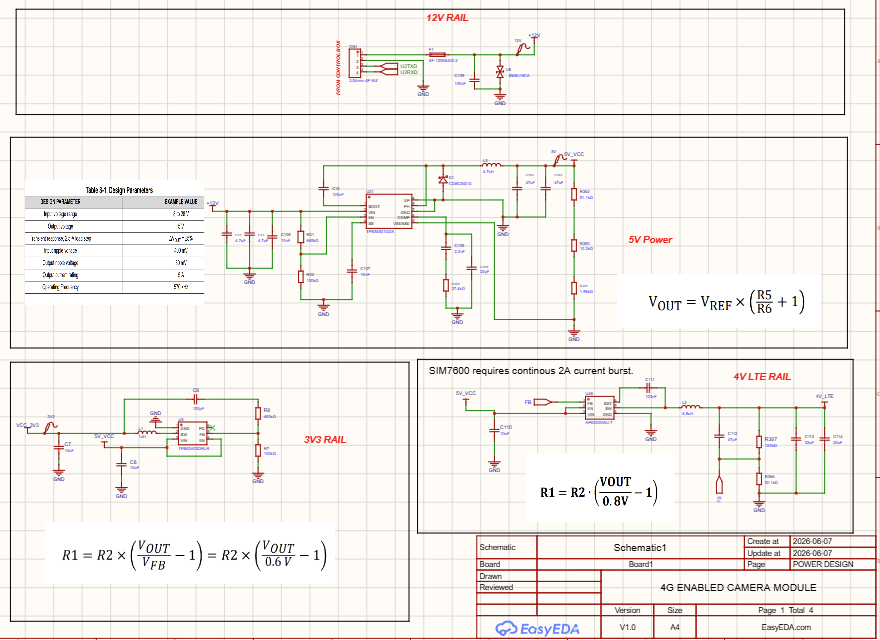 PCB schematics designed in EasyEDA