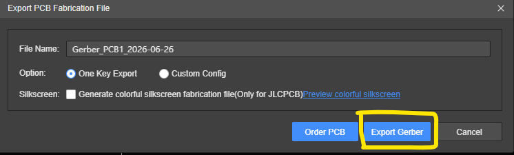 Exporting Gerber files