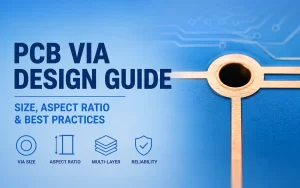 PCB via design guide showing via size and aspect ratio best practices