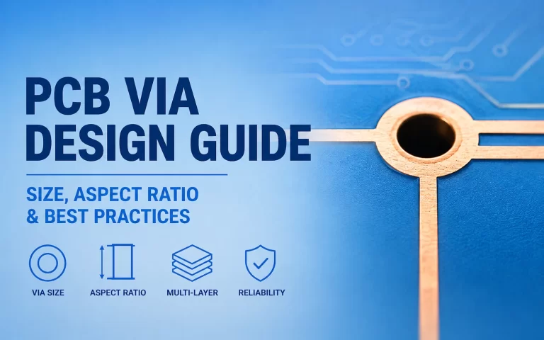 PCB via design guide showing via size and aspect ratio best practices