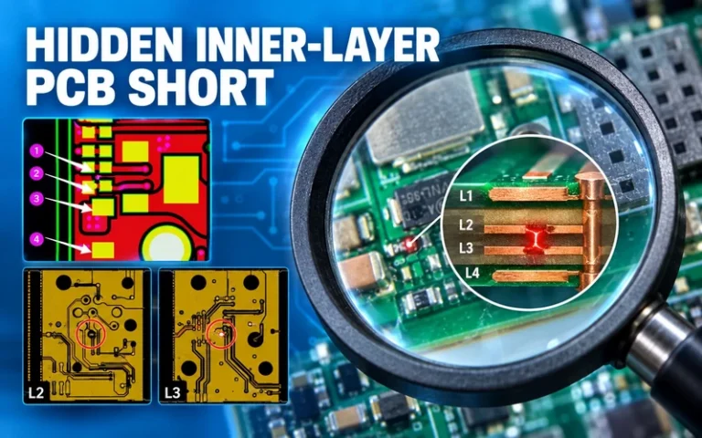 Four-layer PCB inner-layer short circuit caused by incorrect production panel compensation