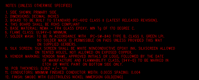 PCB Fab Notes Template